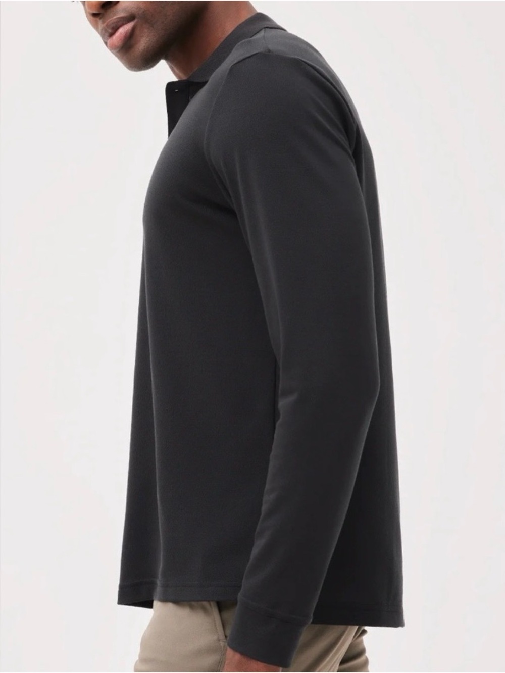 NWT MENS Outdoor Voices Birdie Long Sleeve Polo Black